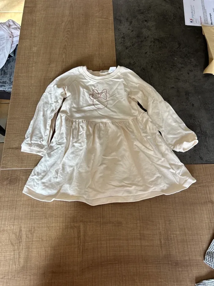 Robe molletonné Minnie, robe manches longues bébé fille, 9 mois