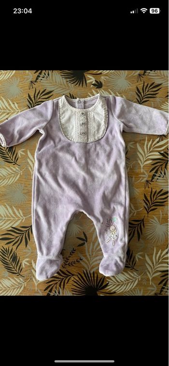 Pyjama 1 pièce lilas petit lapin sergent major bb 3 mois