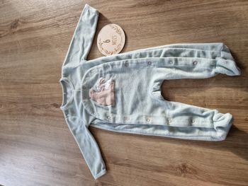 Dors-bien / Pyjama bébé côtelé vert d'eau avec motif Ours & Lapin TQF - 6 mois