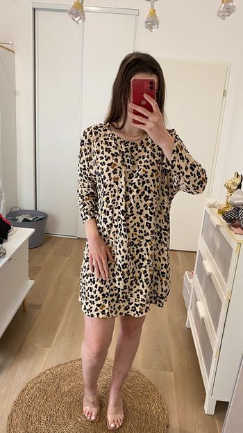 Robe coupe droite léopard