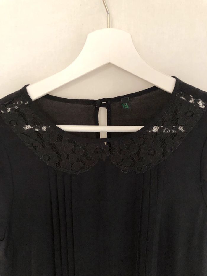 Blouse noire col Claudine en dentelle Benetton taille XS / 34 36 comme neuve - photo numéro 16