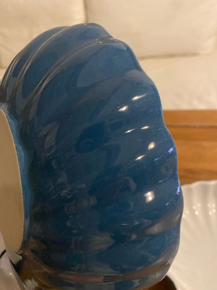 Lot 6 plats bleus et blanc en forme de coquille - photo numéro 4