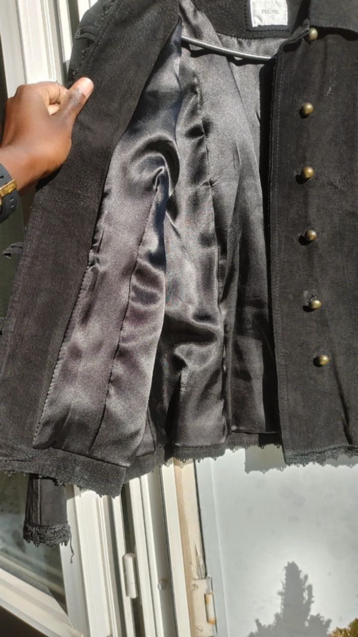 Veste en cuir daim velours