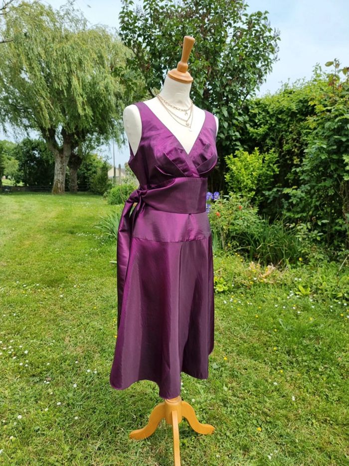 Superbe robe de cérémonie violet satiné * T40 * - photo numéro 6