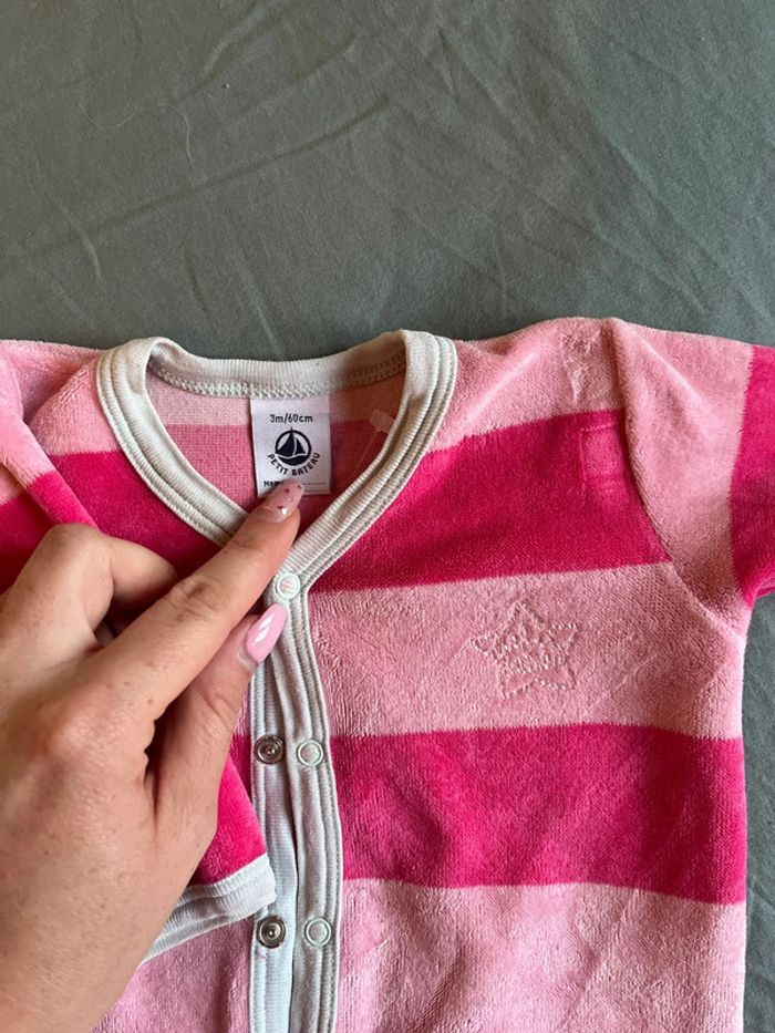 Pyjama à rayures roses Petit bateau 3m - photo numéro 2