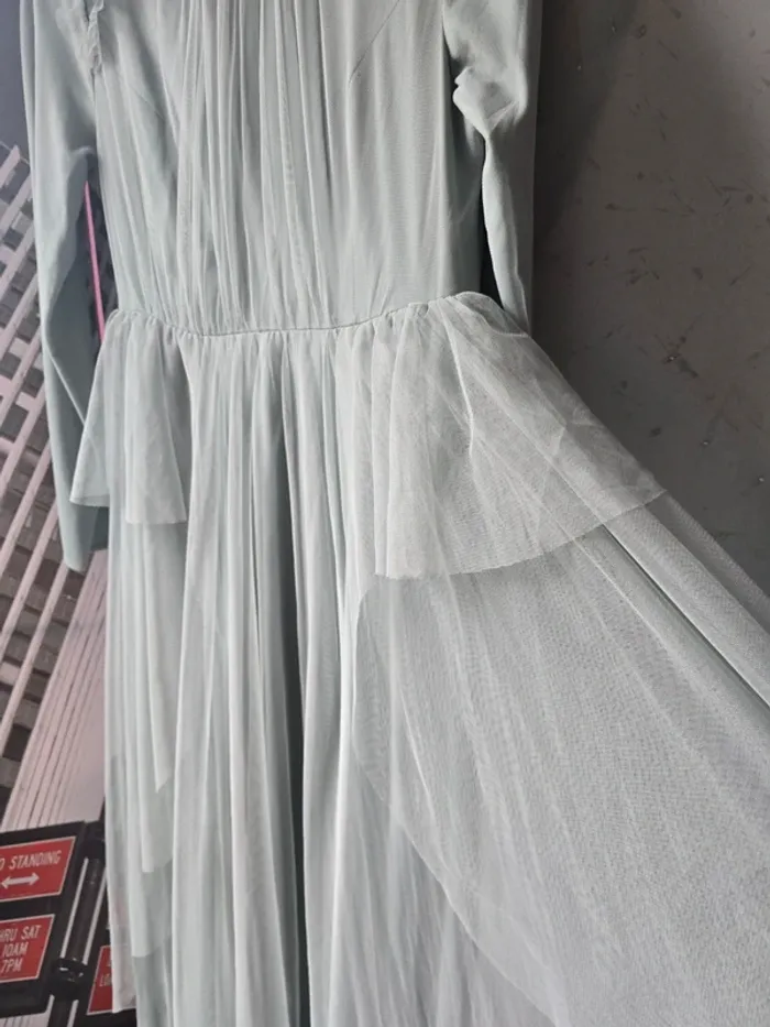 Robe de soirée / fête Wedding – Taille 42 – Vert d’eau – Élégante et longue - photo numéro 3