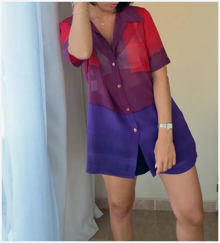 Chemise Weill 42 rouge et violette TBE - photo numéro 2
