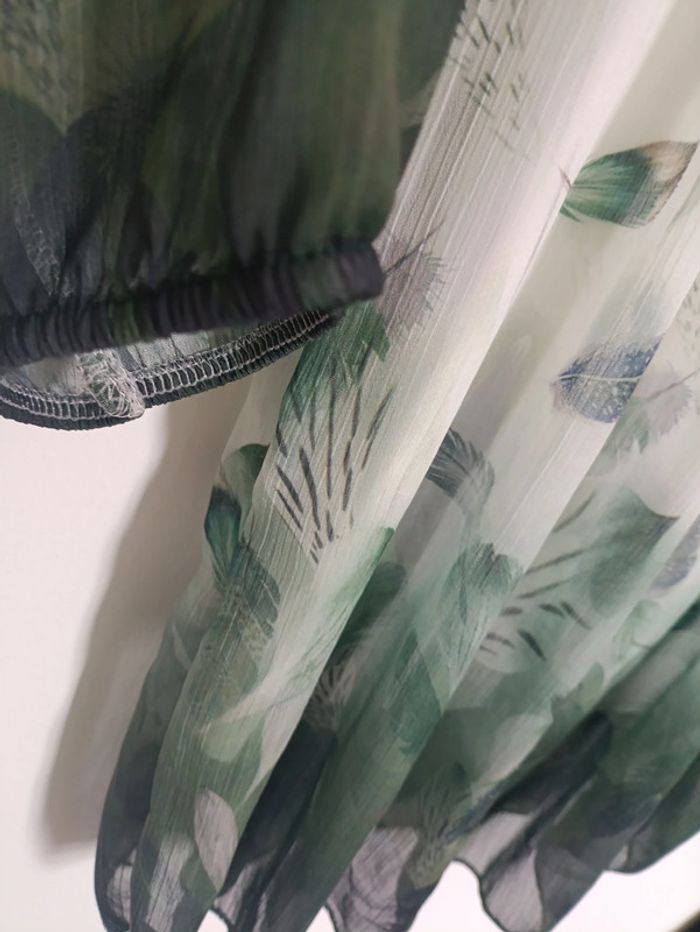 Blouse fluide à plumes dégradée vert foncé vintage - photo numéro 3