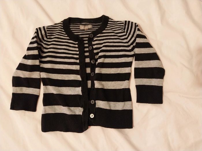 Gilet gris rayé noir T2A