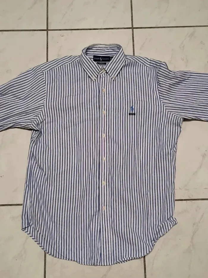 Chemise Ralph Lauren rayée bleu/blanc – Classic Fit – Vintage Y2K - photo numéro 10