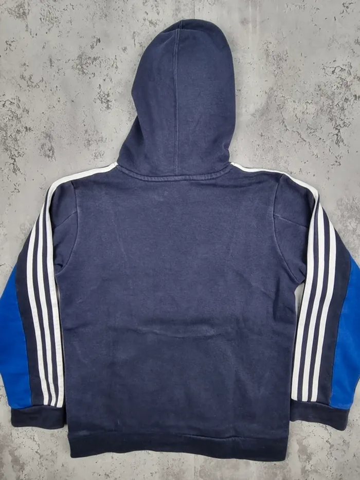 Sweat à capuche Adidas bleu et blanc – Taille 12 ans Garçon (mesures en photos) - photo numéro 4