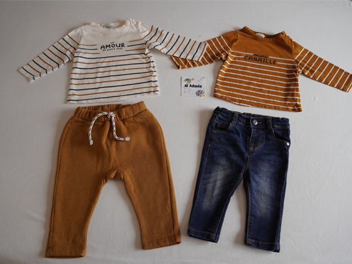Lot n°11 Vêtements Tape à l'oeil 6 mois : 6 Pantalons + 6 Hauts - photo numéro 3