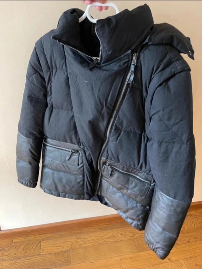 Sublime manteau doudoune noir April May avec empiècement cuir qui se transforme en sans manche - photo numéro 2