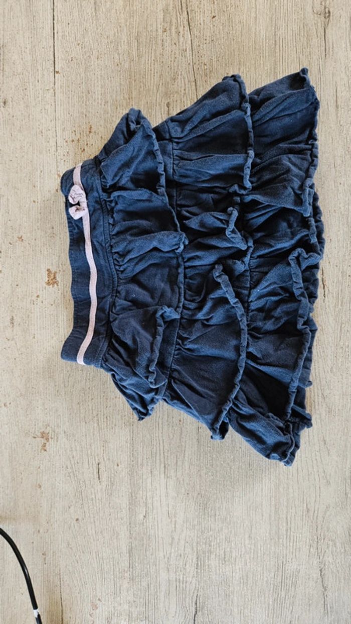 Jupe courte à volants, bleu foncé avec bord mauve, Vertbaudet, 6 ans, nickel - photo numéro 2