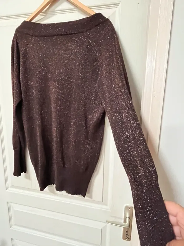 Top marron pailletée cuivré - taille 42 -bon état - photo numéro 6