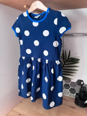 💙 Robe bleue à pois blancs • Petit Bateau • 6 ans