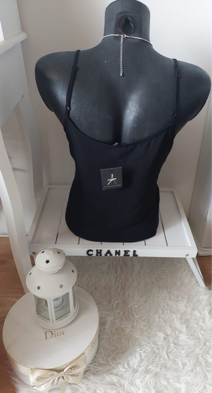 Débardeur bretelles bi matière sequins noirs Atmosphère  T40 neuf 🪩 - photo numéro 2