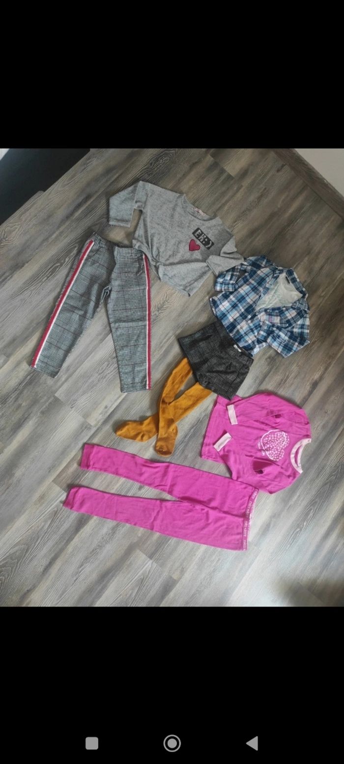 Lot habits fille avec pantalon neuf short t-shirt manches longues pull collants 4 ans