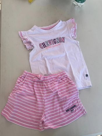 7/8 ans ensemble shirt tee shirt chevignon rose