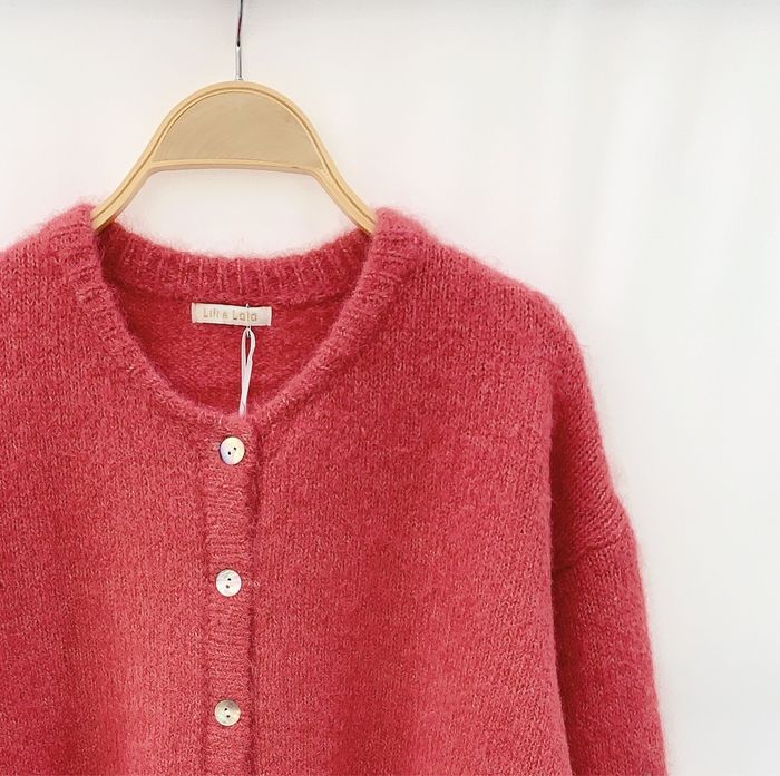 Gilet cardigan laine rose framboise - photo numéro 2