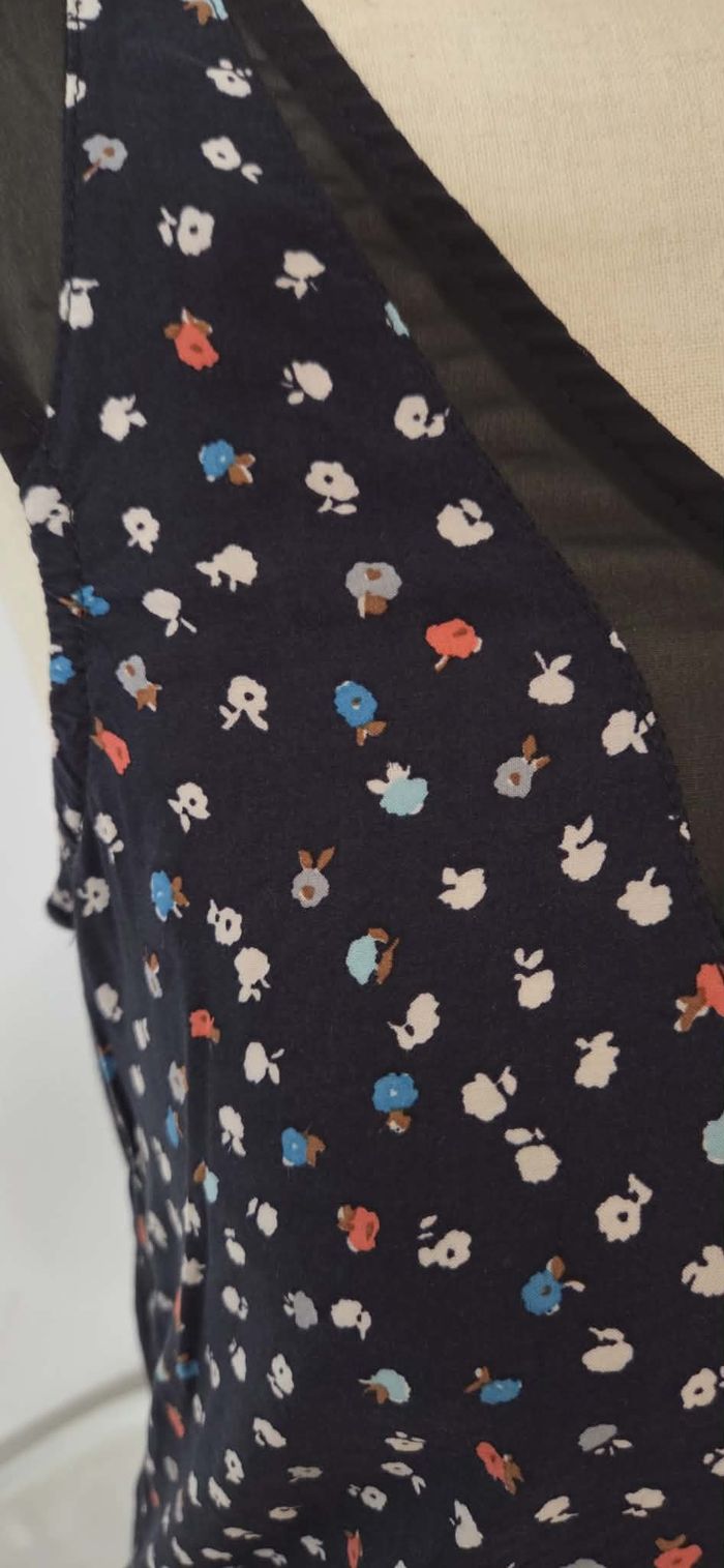 NAF NAF – Top Fluide Imprimé & Voile Transparent – Taille S – Élégant & Féminin - photo numéro 9