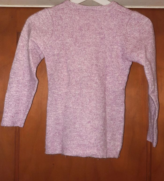 Pull col V rose chiné - photo numéro 2