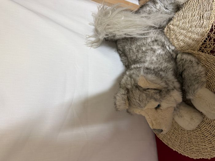 Peluche loup chiné marron gris beige - photo numéro 9