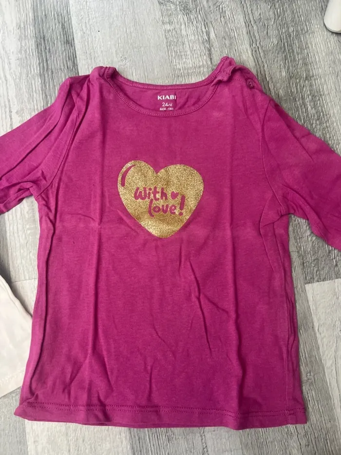 Lot de 2 tee shirt ML Kiabi bébé filles 24 mois - photo numéro 4