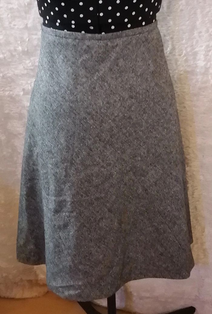 Jupe mi-longue grise type laine Autre ton - photo numéro 2