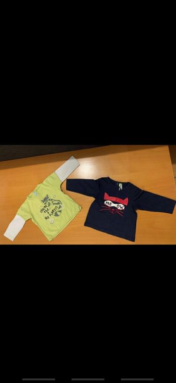 Lot 2 t-shirts manches longues 12 mois