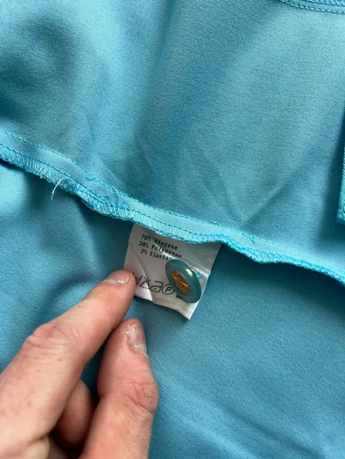 Chemise vintage satinée bleu ciel – T.44 – Frankenwälder Collection - photo numéro 5