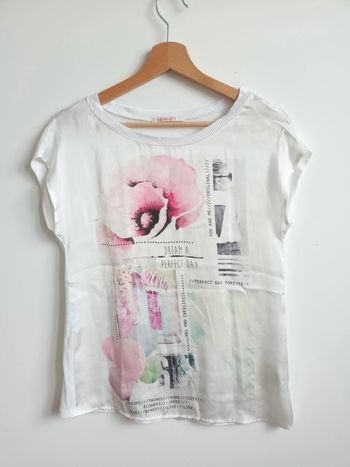T-shirt blanc fleur M