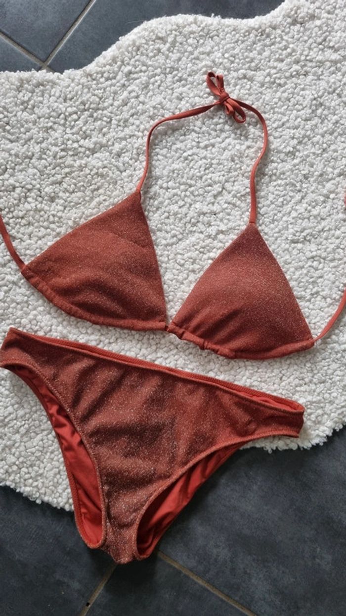 Maillot de bain Calzedonia cuivré paillettes 42 XL super sympa - photo numéro 3