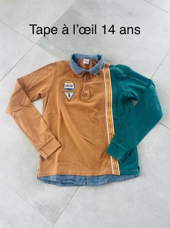 Polo manches longues tape à l’œil 14 ans
