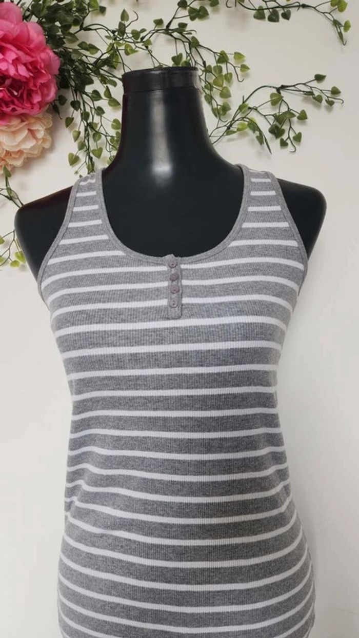 Débardeur à rayures gris et blanc 🎀 Taille M 🎀 - photo numéro 3
