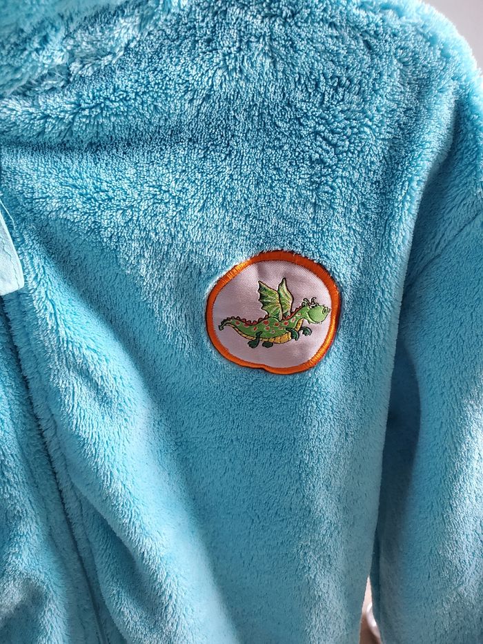 robe de chambre en velours turquoise carré blanc grand 8ans (10e) - photo numéro 2