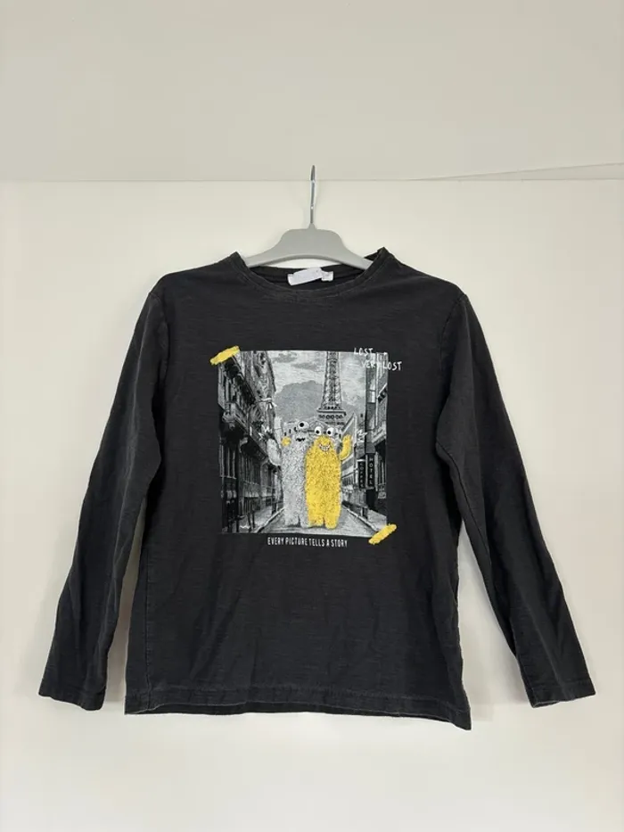 T-shirt manches longues noir Zara 9 ans