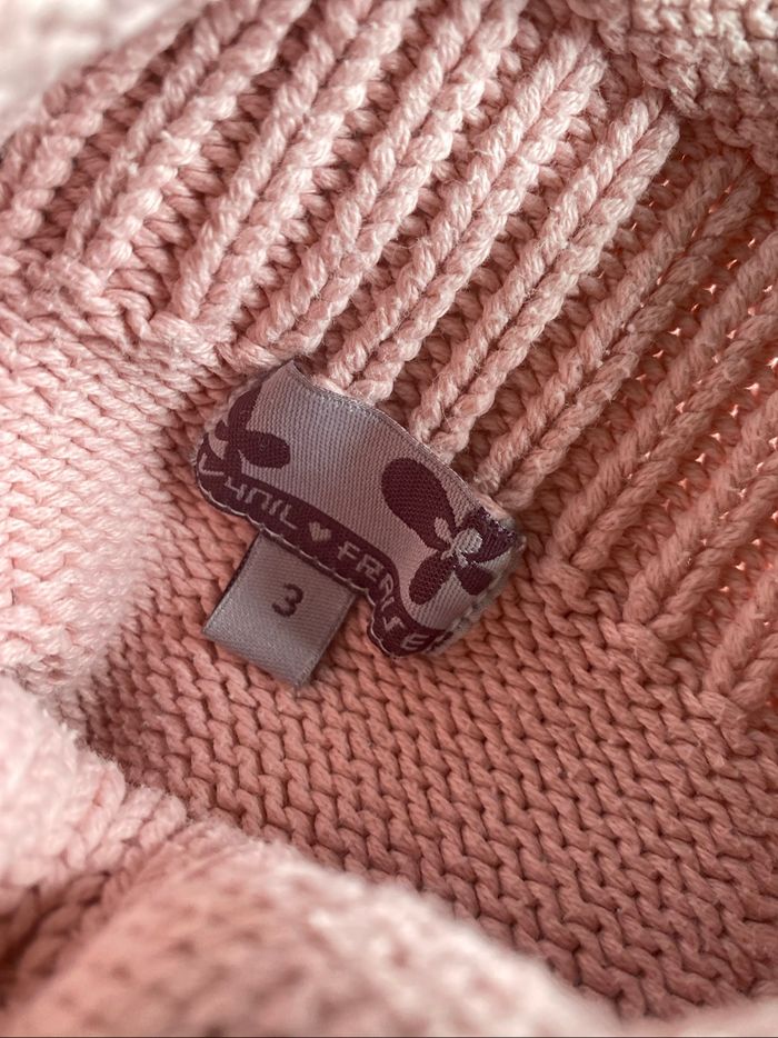 Pull torsades coton rose 3 ans vynil fraise - photo numéro 2