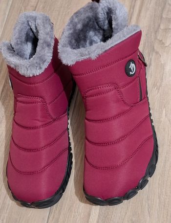 Bottes d'hiver Mixte doublé chaude imperméable antidérapante fushia
