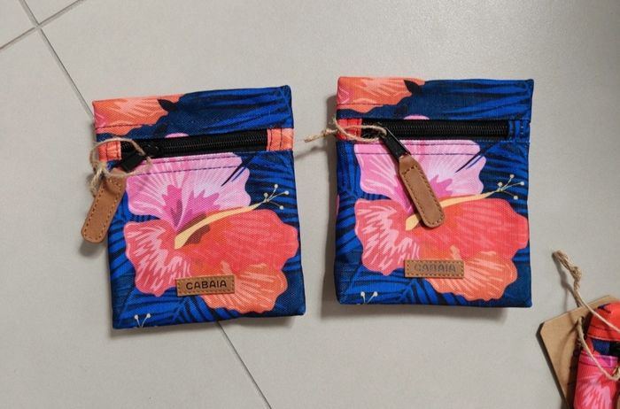 Lot de 3 pochettes cabaïa bleu orange rose - photo numéro 3