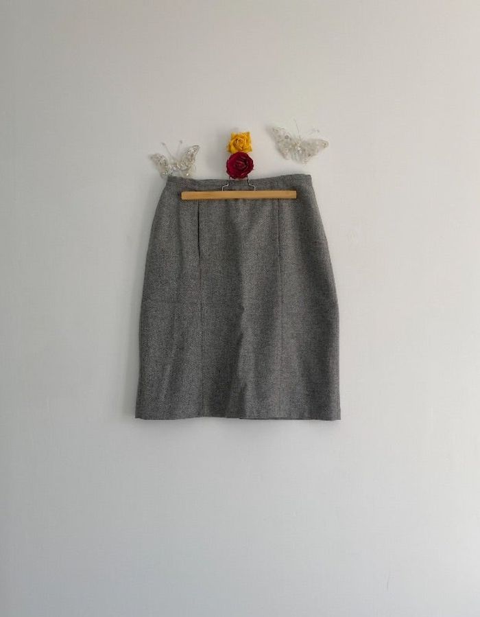 Caroll – Jupe de tailleur en laine chinée