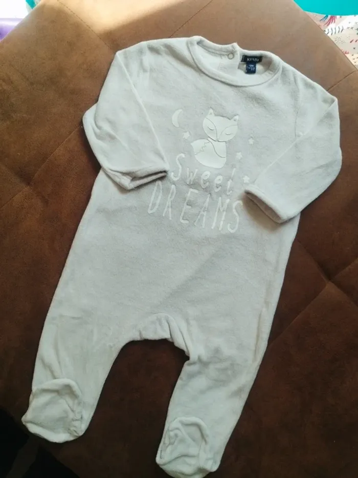 Pyjama velours 1 pièce garçon 12 mois