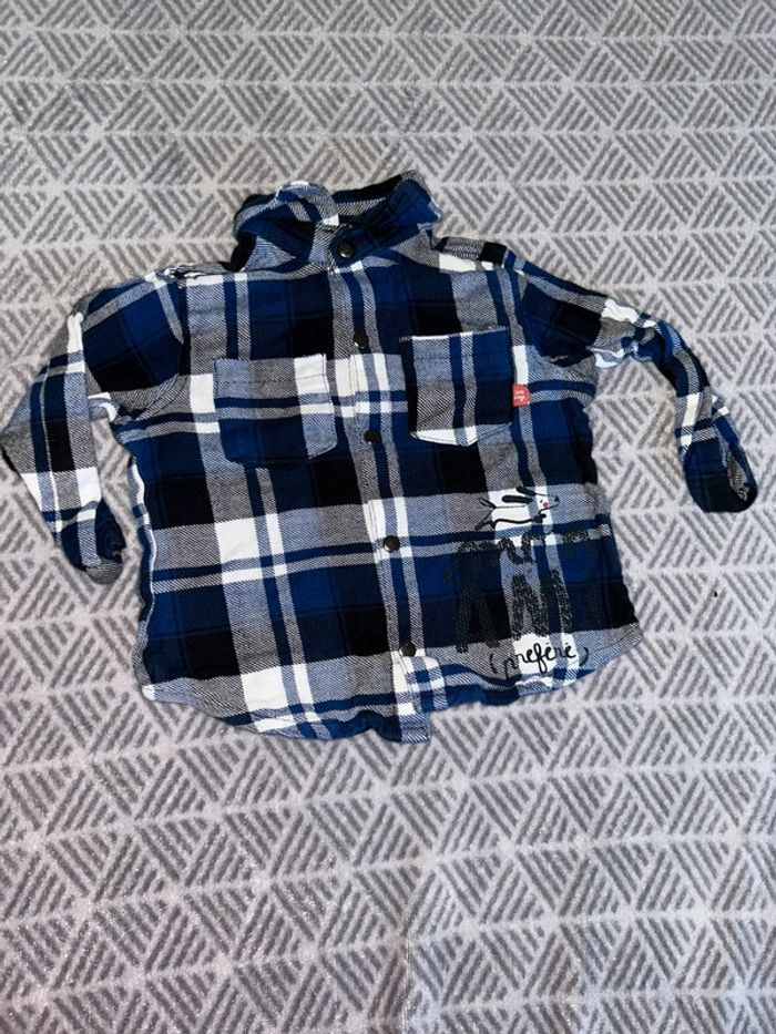 Chemise à carreaux bleu et blanc - 12 mois - Sucre D’orge