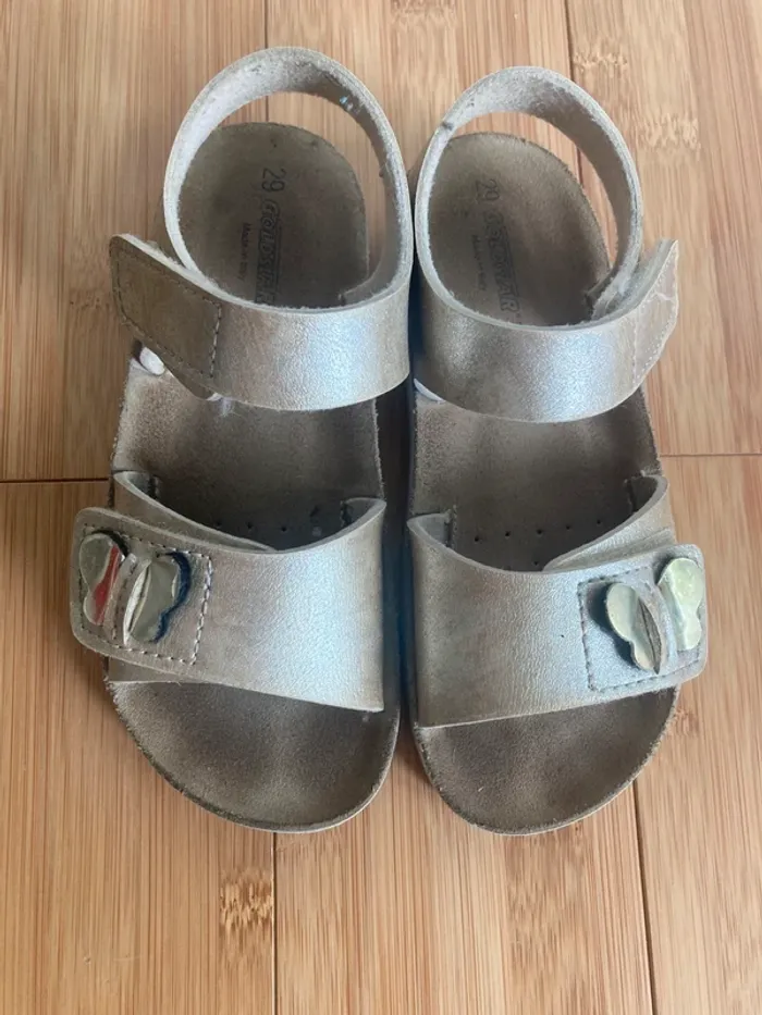 pointure 29 - Sandales dorées en cuir véritable - photo numéro 2