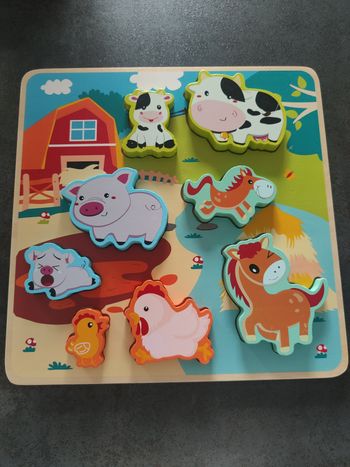 Puzzle animaux de la ferme en bois