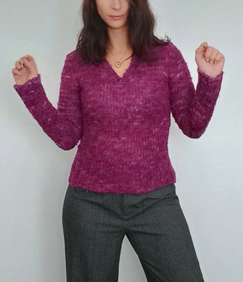 Beau pull d hiver chaud tricot col V taille 38