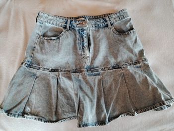 Jupe jeans effet usé