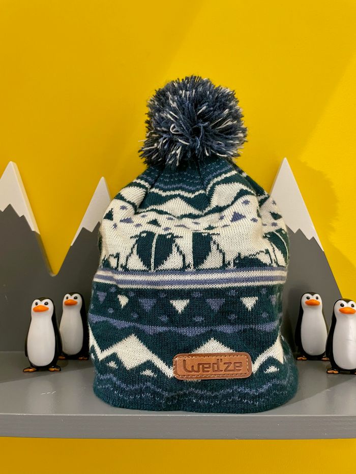 Bonnet chaud avec pompom ski neige garçon pingouin Wed'ze Decathlon 12-36 mois