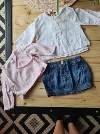 Ensemble fille jupe + liquette + gilet