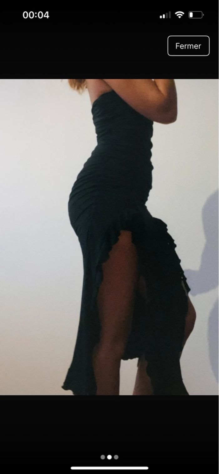 Robe noir à bandeau et frange - S - photo numéro 3